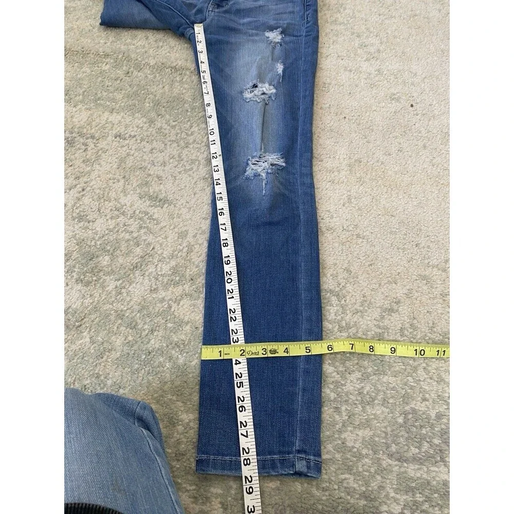 Judy Blue Jeans Womens 7/28 Blue Skinny Fit Stretch Distressed Casual Denim